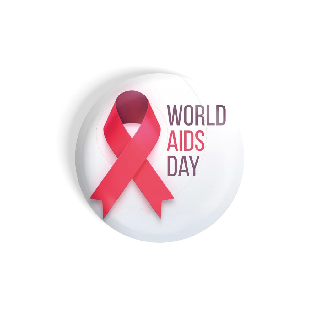 dhcrafts Round Fridge Magnet White World Aids Day Glossy Finish Design Pack of 1 (58 mm)